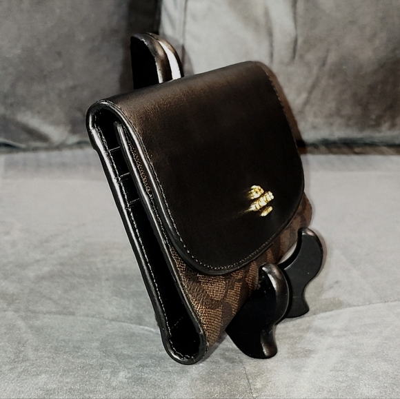 COACH SIGNATURE MONOGRAM TRI-FOLD LONG SNAP WALLET COATED CANVAS & LEATHER NWOT - Picture 12 of 15